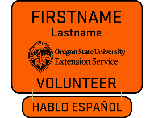 OSUEXTVOL2 Extension Large Volunteer Name Badge w/Language plate