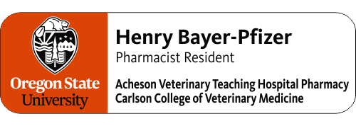 OSUVMP01 Veterinary Teaching Hospital Pharmacy Name Badge
